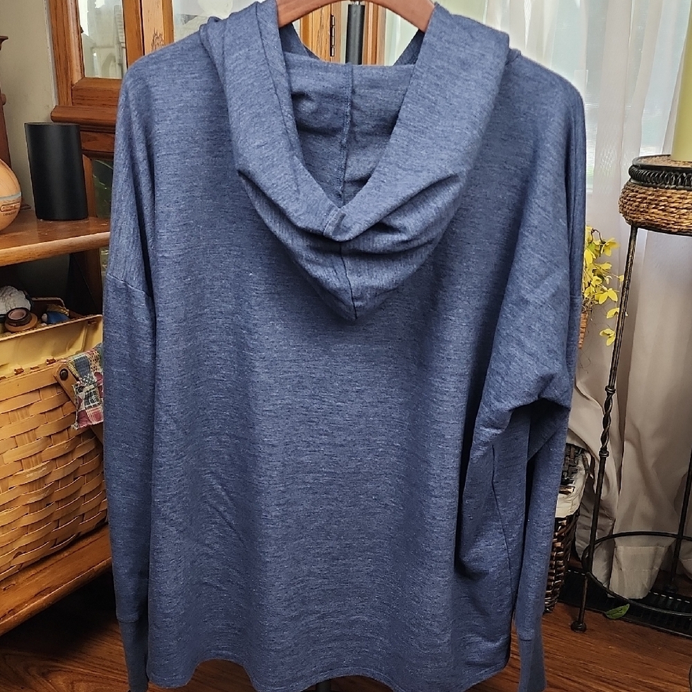 CALVIN KLEIN JEANS | Navy Logo Oversized Lightweight Hoodie High Low | XXL - Picture 7 of 14